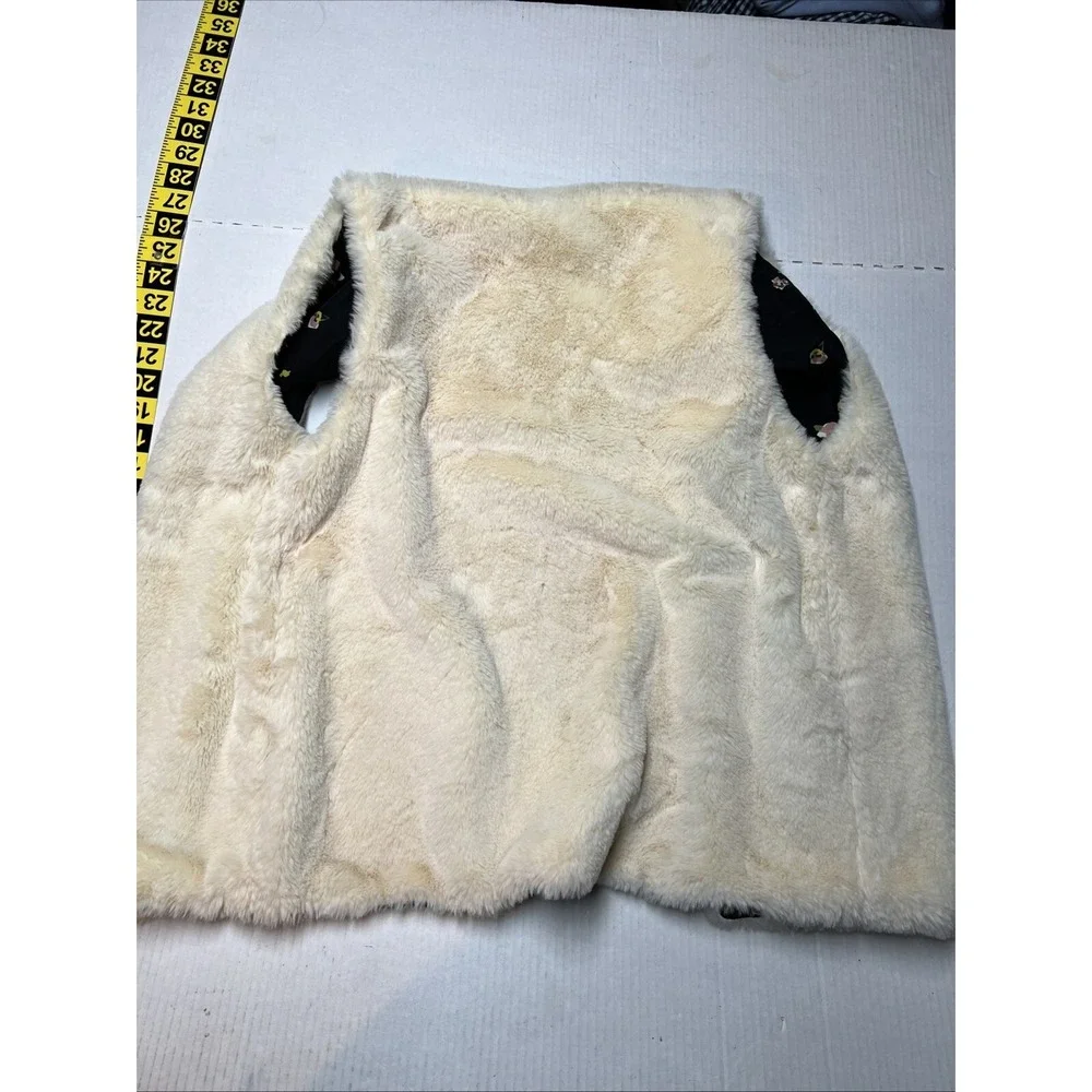 Matilda Jane Reversible‎ Vest White Faux Fur Plush Soft & Navy Floral NEW